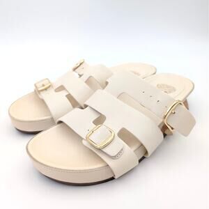 Vince Camuto Freoda Double Buckle Platform Slide Sandals Cream Size US9M EU40